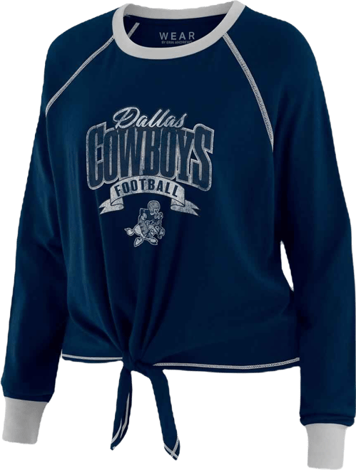 Women's Navy/ Dallas Cowboys Tie-Front Long Sleeve Top