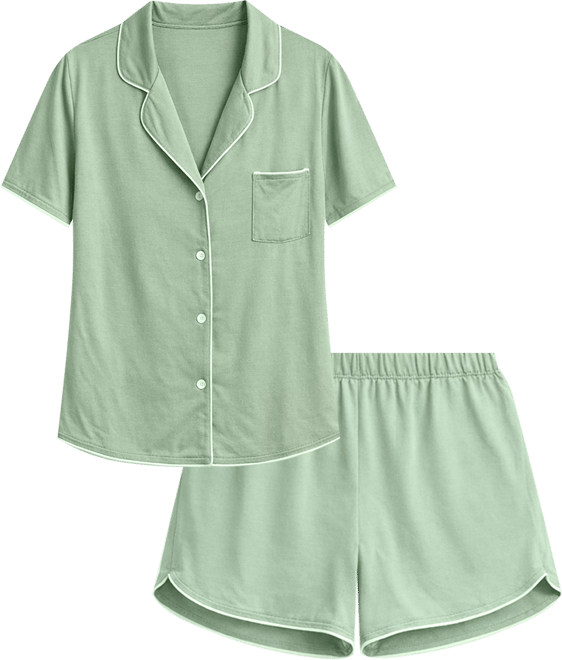 Women's Fluid Knit Notched-Collar Pajama Set Xs-3X, Exclusively at Macy's