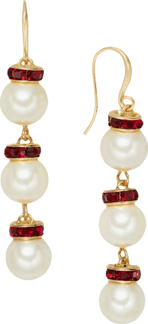 Stone & Imitation Pearl Linear Drop Earrings