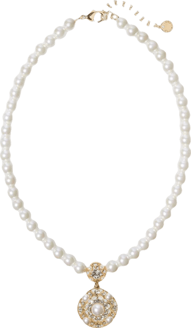 Crystal & Imitation Pearl Statement Pendant Necklace, 16" + 2" extender