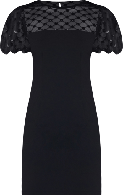 Juniors' Embellished Puff Sleeve Dress