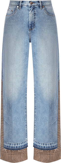 Women's Autumn Mixed-Media Regular-Fit Jeans