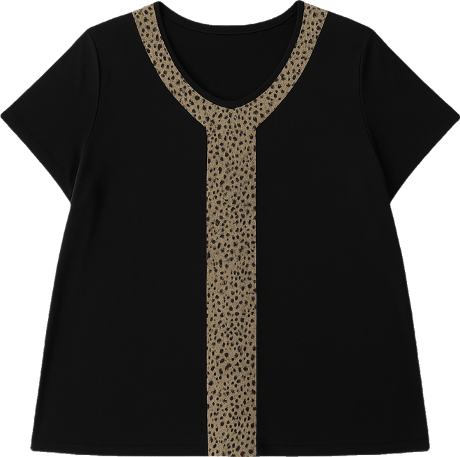 Plus Size Pebble Mesh Inset Short Sleeve Top