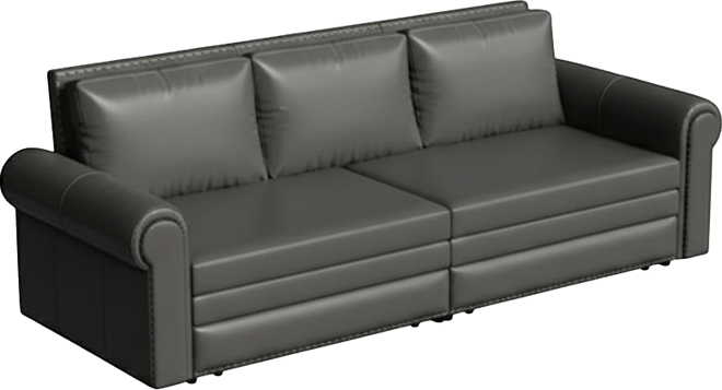 93.7" Faux Leather King Pull Out Sofa Bed, 3-in-1 Convertible Sleeper Couch with Rolled Arms & Nailhead Trim for Living Room-Maison Bouc