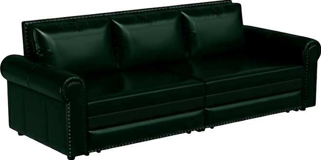 93.7" Faux Leather King Pull Out Sofa Bed, 3-in-1 Convertible Sleeper Couch with Rolled Arms & Nailhead Trim for Living Room-Maison Bouc