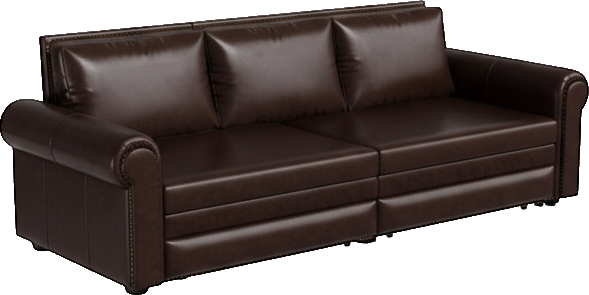 93.7" Faux Leather King Pull Out Sofa Bed, 3-in-1 Convertible Sleeper Couch with Rolled Arms & Nailhead Trim for Living Room-Maison Bouc