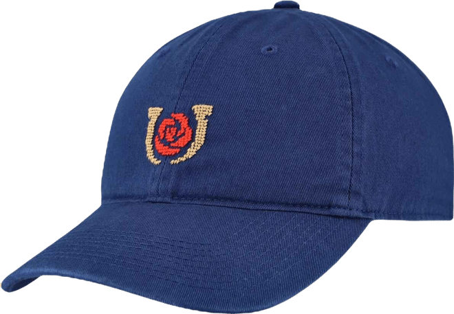 Men's and Women's Navy Kentucky Derby Horseshoe and Rose Adjustable Hat