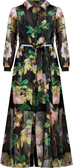 Women's Floral Chiffon Maxi Shirtdress