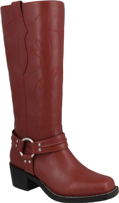 Women's Diego Tall Harness Strap Block Heel Western Boots