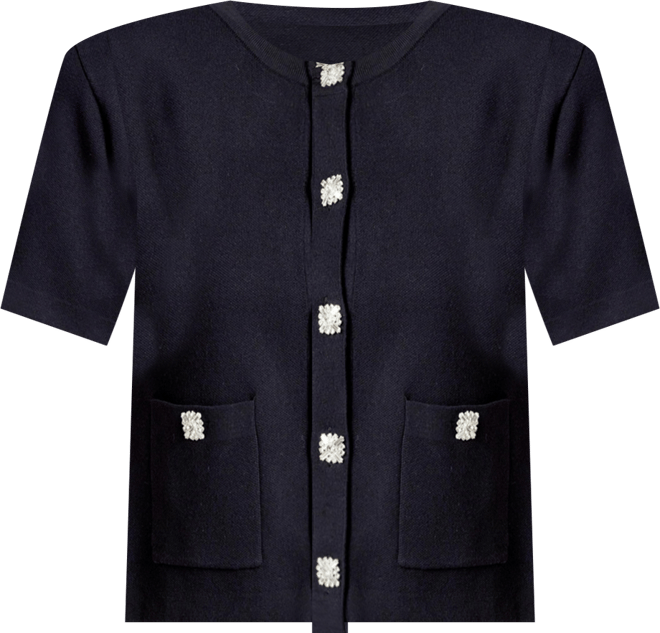 Women's Short Sleeve Jewel Button-Up Cardigan