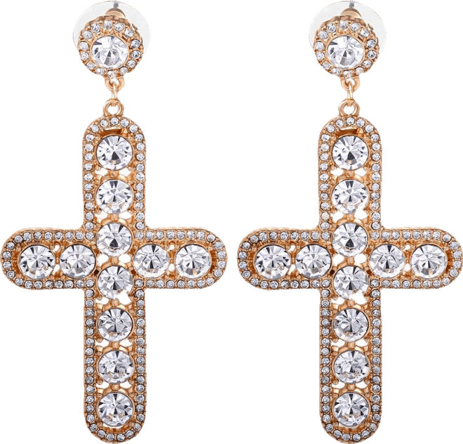 Crystal Cross Drop Earrings
