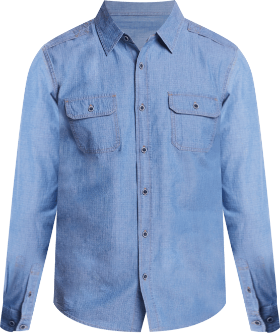 Men's Roll Up Sleeve Ripstop Denim Shirt