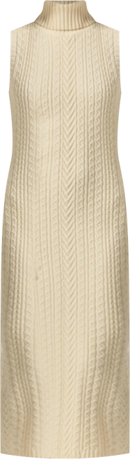 Women's Cable Knit Mock Neck Midi Dress