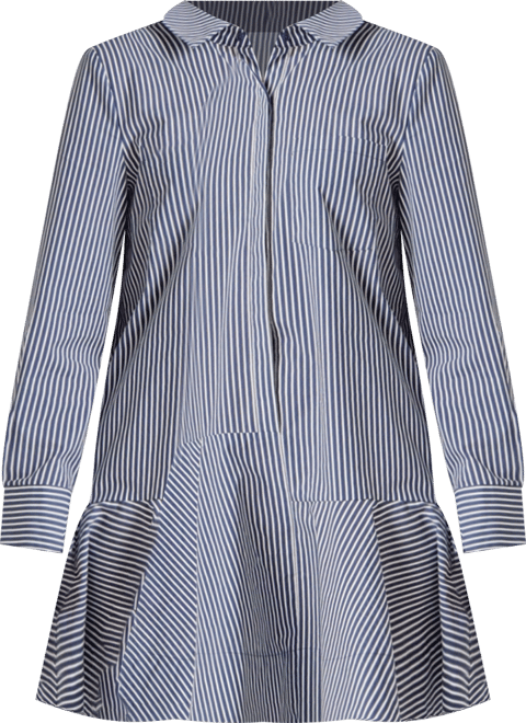 Women's Stripe Collar Flared Skirt Dress