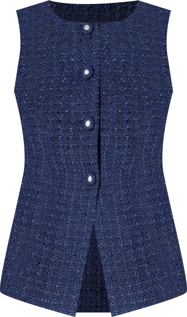 Women's Tweed Buttoned Sleeveless