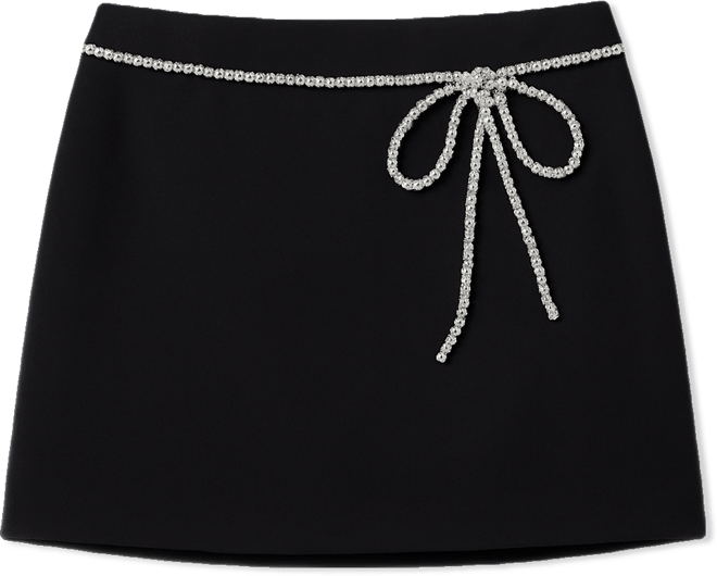Women's Rhinestone Bow Low Rise Mini Skort