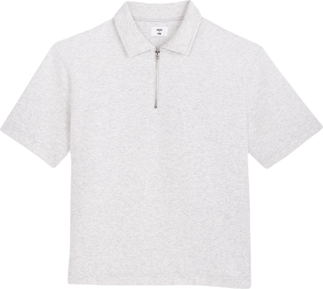 Men's Relaxed-Fit Heathered Quarter-Zip Scuba Polo Shirt, Macy's Exclusive