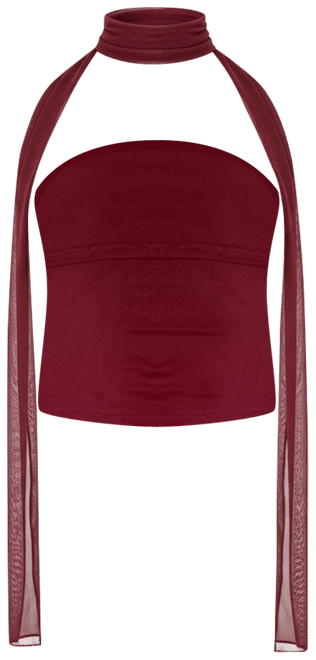 Women's Gathered two piece mesh scarf top