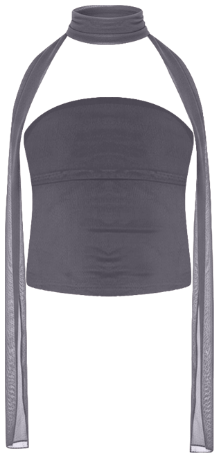 Women's Gathered two piece mesh scarf top