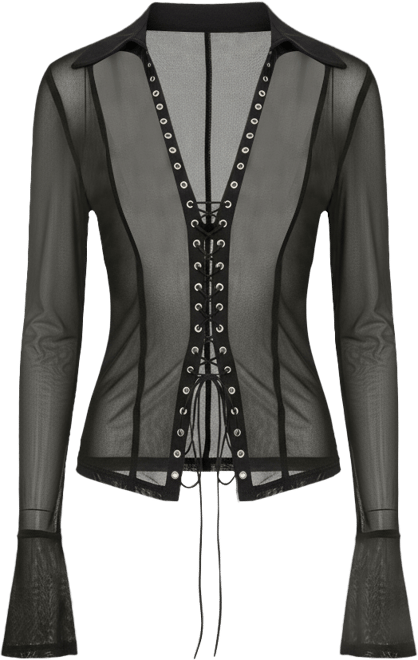Women's Lace up sheer mesh top