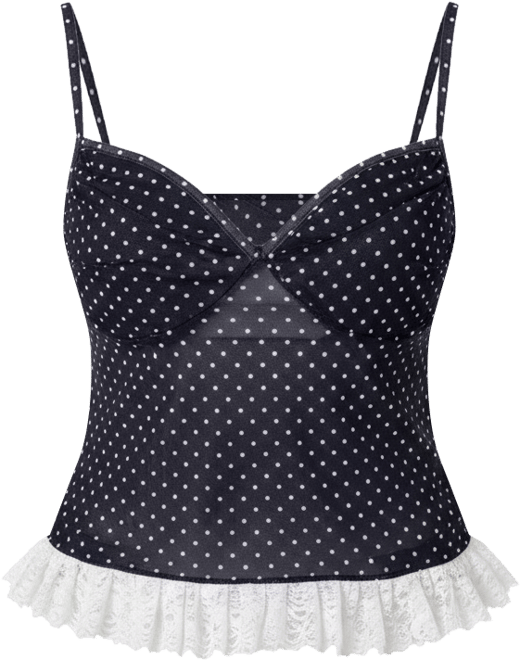 Women's Polka Dot Cupped Mesh Top