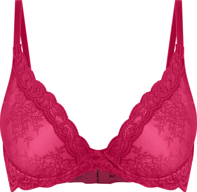 Women's Feathers Lace Contour Underwire Plunge Bra 730023