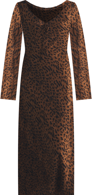 Women's Long Sleeve Leopard Print Dress