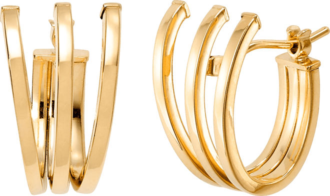 Polished Triple Row Extra-Small C Hoop Earrings in 10k Yellow Gold, 0.43"
