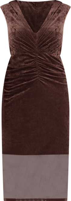 Women's V-Neck Velvet Mesh Dress