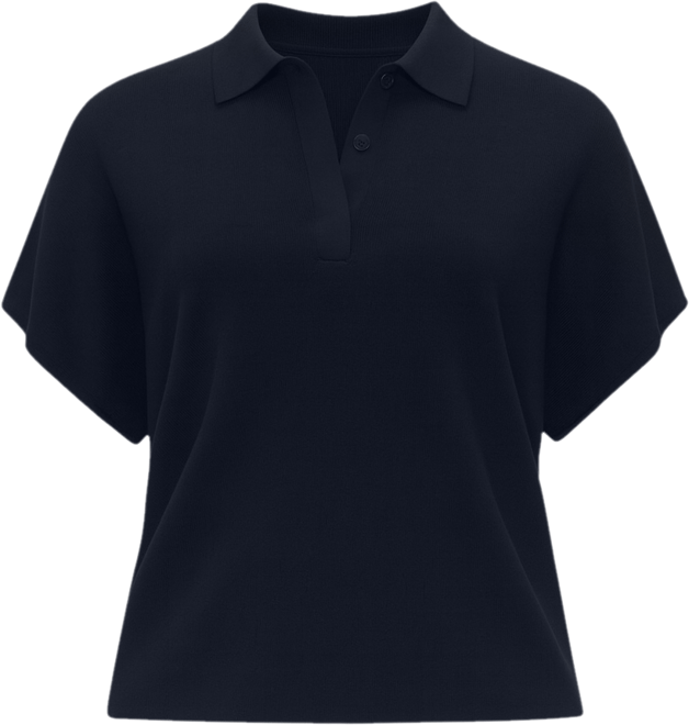 Women's Short-Sleeved Polo-Neck Sweater