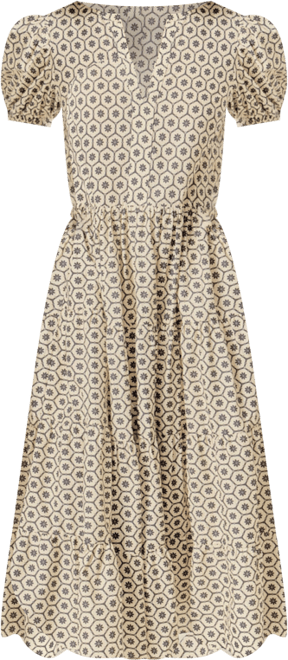 Women's Print Puff Sleeve Midi Dress