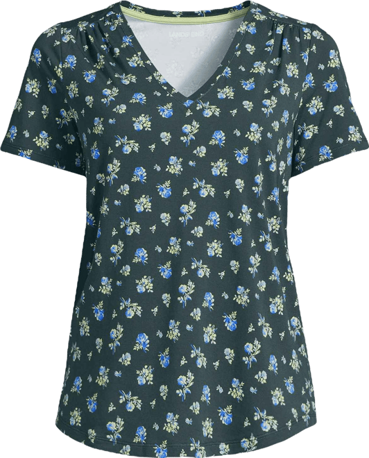 Women's Plus Size Short Sleeve Lightweight Jersey Gathered Shoulder T-Shirt