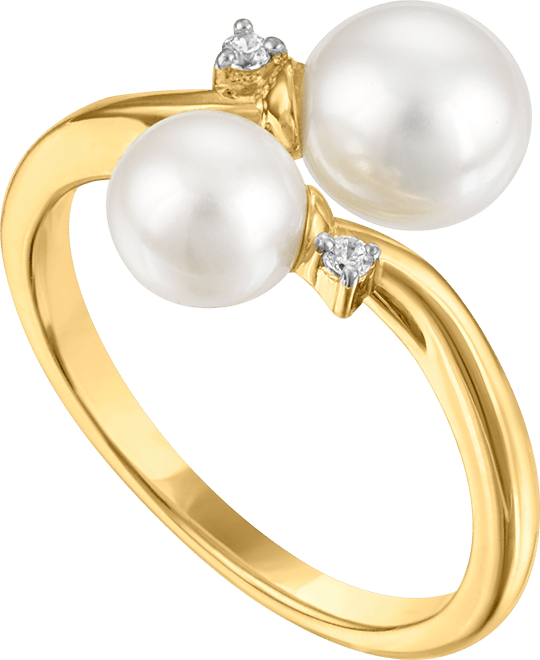 Cultured Freshwater Pearl and Cubic Zirconia Ring (3.54 ct. t.w.) in 14K Gold over Sterling Silver