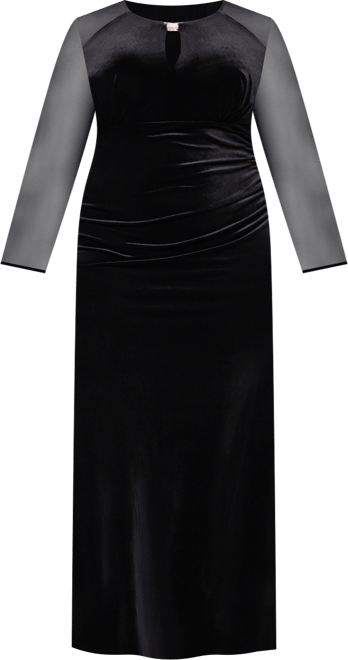 Plus Size Velvet Mesh Ballgown