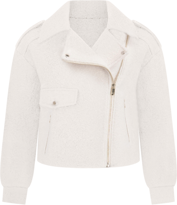 Short Boucle Asymmetrical Motorcycle Jacket