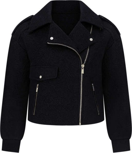 Short Boucle Asymmetrical Motorcycle Jacket