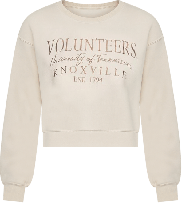 Women's Tan Tennessee Volunteers Cropped Crewneck Sweatshirt