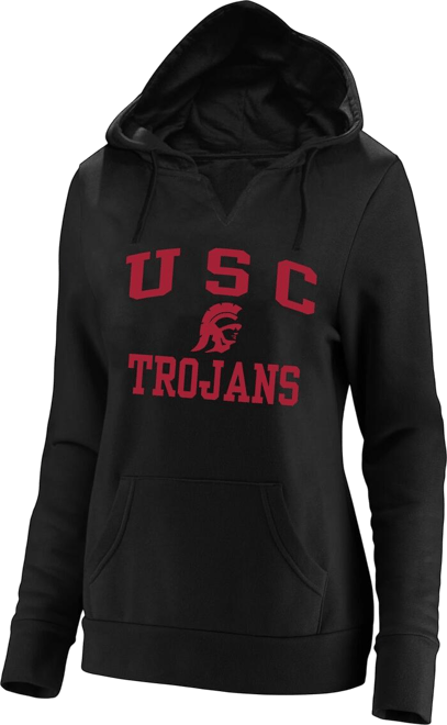 Women's Black Usc Trojans Plus Size Heart Soul Notch Neck Pullover Hoodie