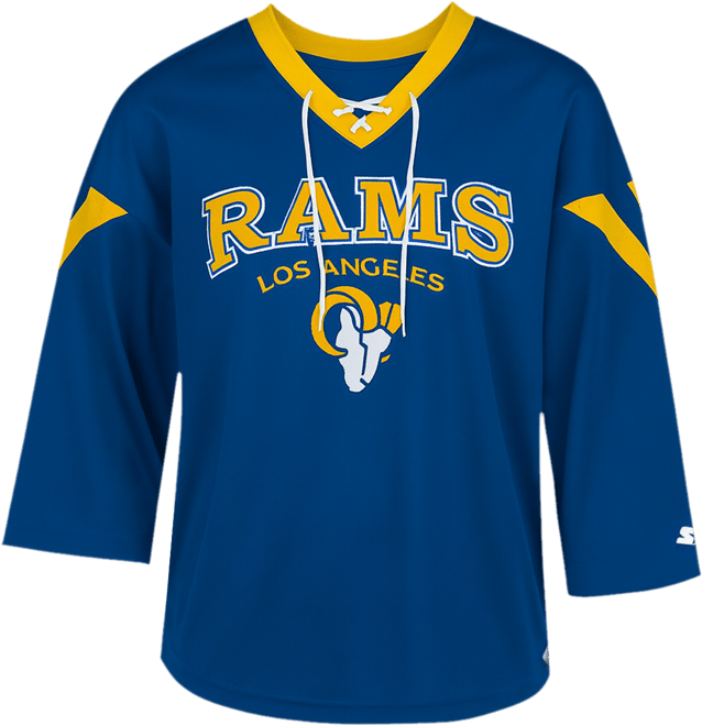 Women's Royal Los Angeles Rams Rally Lace-Up 3/4 Sleeve T-Shirt