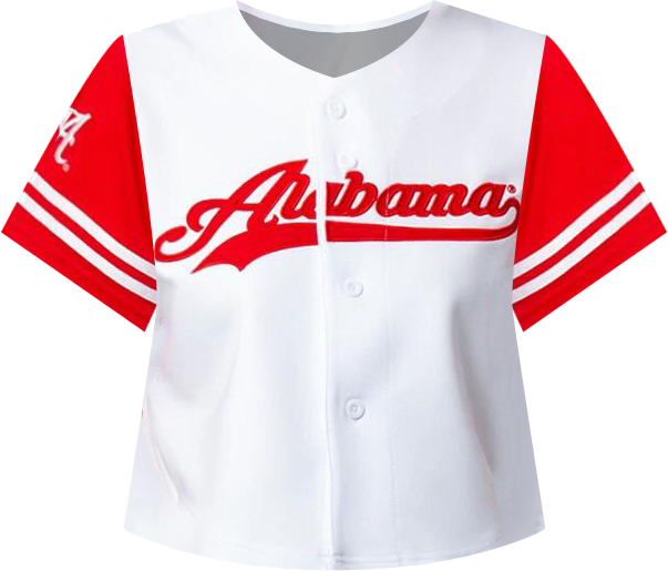 Women's White Alabama Crimson Tide Baseball Jersey Cropped T-Shirt