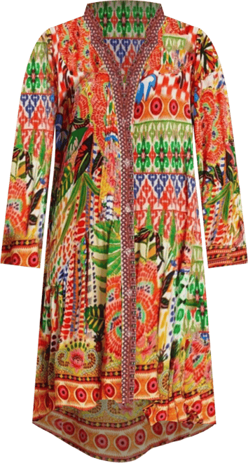 Women's Short Asymmetrical Dress with V-Neck and Mid-Length Sleeves