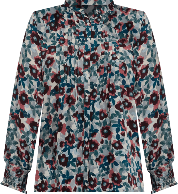 Plus Size Pleated Peasant Long Sleeve Top