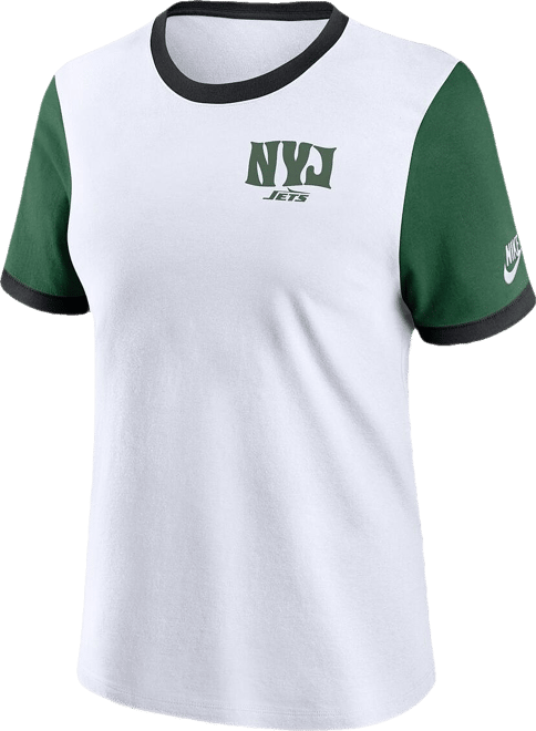 Women's White/Green New York Jets Rewind Ringer T-Shirt