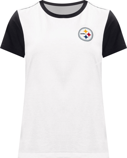 Women's White/Black Pittsburgh Steelers Fashion Illustration T-Shirt