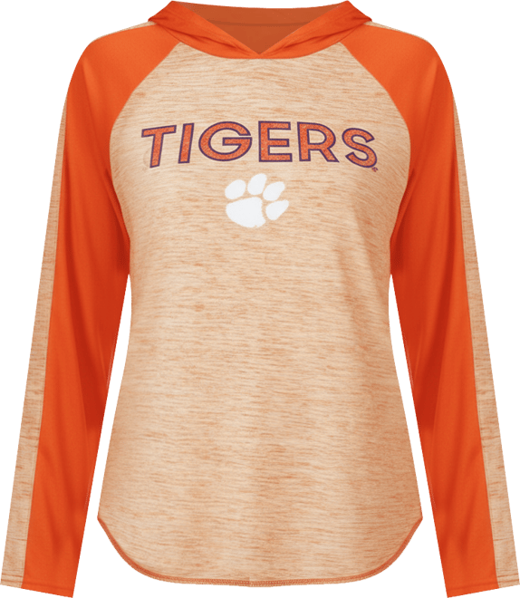 Women's Orange Clemson Tigers Underdog Bling Raglan Long Sleeve Hoodie T-Shirt