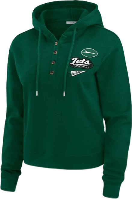 Women's Green New York Jets Plus Size Waffle Hoodie Pullover Top