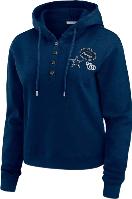 Women's Navy Dallas Cowboys Plus Size Waffle Hoodie Pullover Top