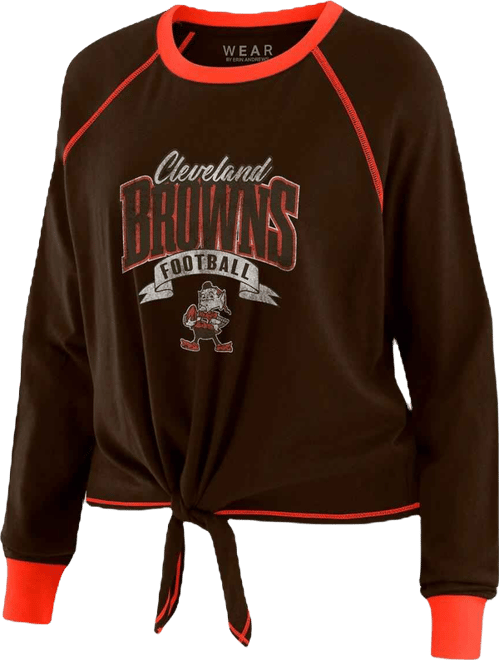 Women's Brown/Orange Cleveland Browns Tie-Front Long Sleeve Top