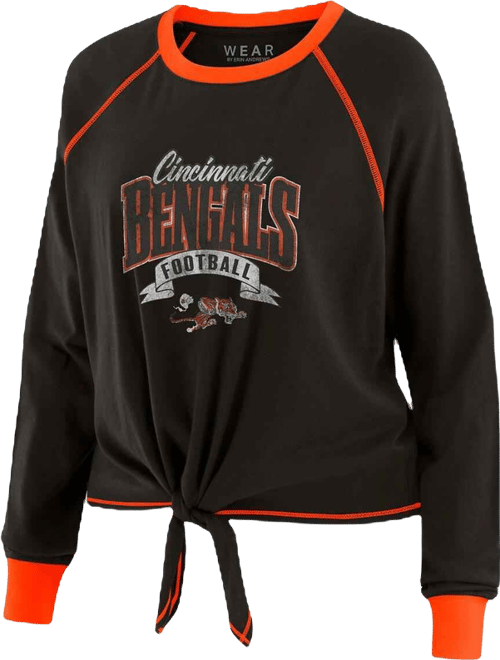 Women's Black/Orange Cincinnati Bengals Tie-Front Long Sleeve Top
