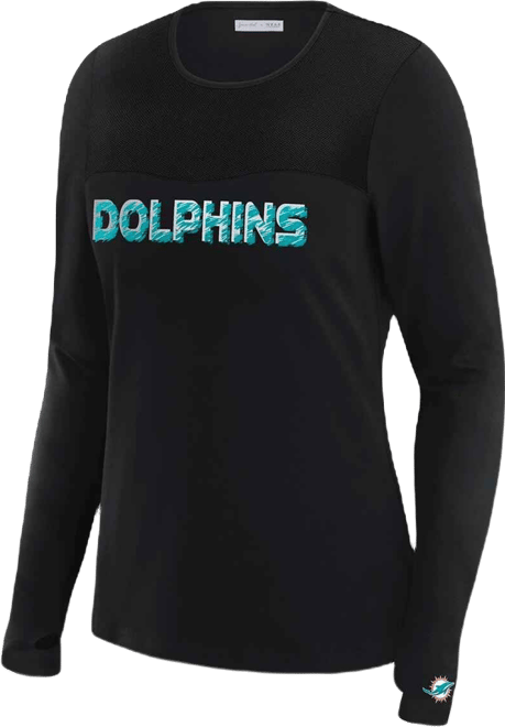 Women's x Gracie Hunt Black Miami Dolphins Mesh Panel Long Sleeve T-Shirt